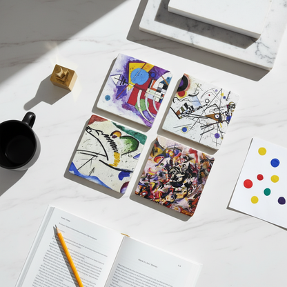 Kandinsky – Doğal Taş Bardak Altlığı 4'lü Set
