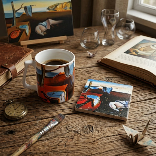 Dali – Belleğin Azmi (The Persistence of Memory) Yelken Kulplu Kupa ve Bardak Altlığı Seti – görsel 2