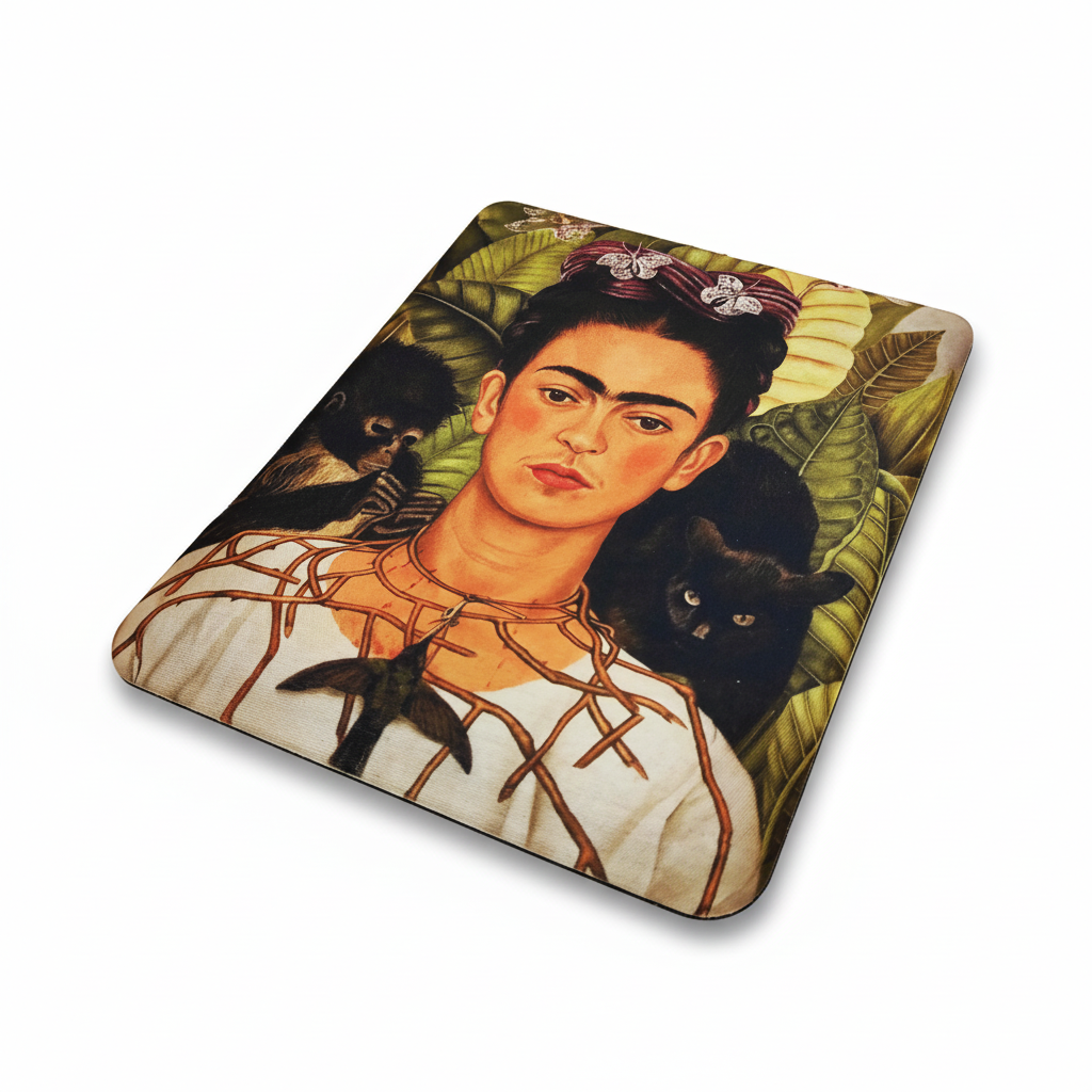 Frida Kahlo – Dikenli Kolyeli Otoportre (Self-Portrait with Thorn Necklace) Bilek Destekli Dikdörtgen Mouse Pad