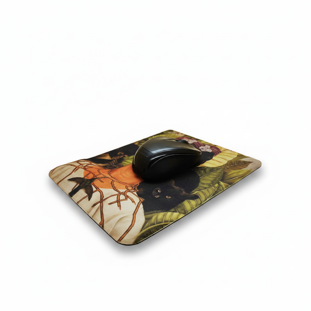 Frida Kahlo – Dikenli Kolyeli Otoportre (Self-Portrait with Thorn Necklace) Bilek Destekli Dikdörtgen Mouse Pad – görsel 3