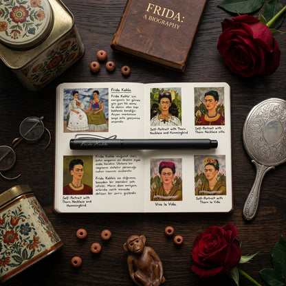 Frida Kahlo – İmzalı Metal Roller Kalem Füme – görsel 2