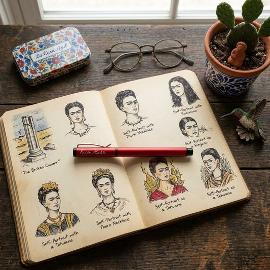 Frida Kahlo – İmzalı Metal Roller Kalem Kırmızı – görsel 2
