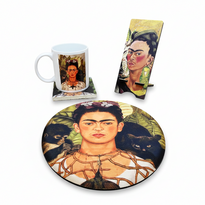 Frida Kahlo – Kupa, Bardak Altlığı, Mouse Pad ve Telefon Standı Seti