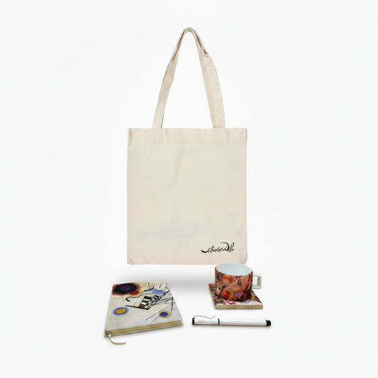 Kandinsky – Fincan, Bardak Altlığı, Defter, Kalem ve Kanvas Çanta Seti