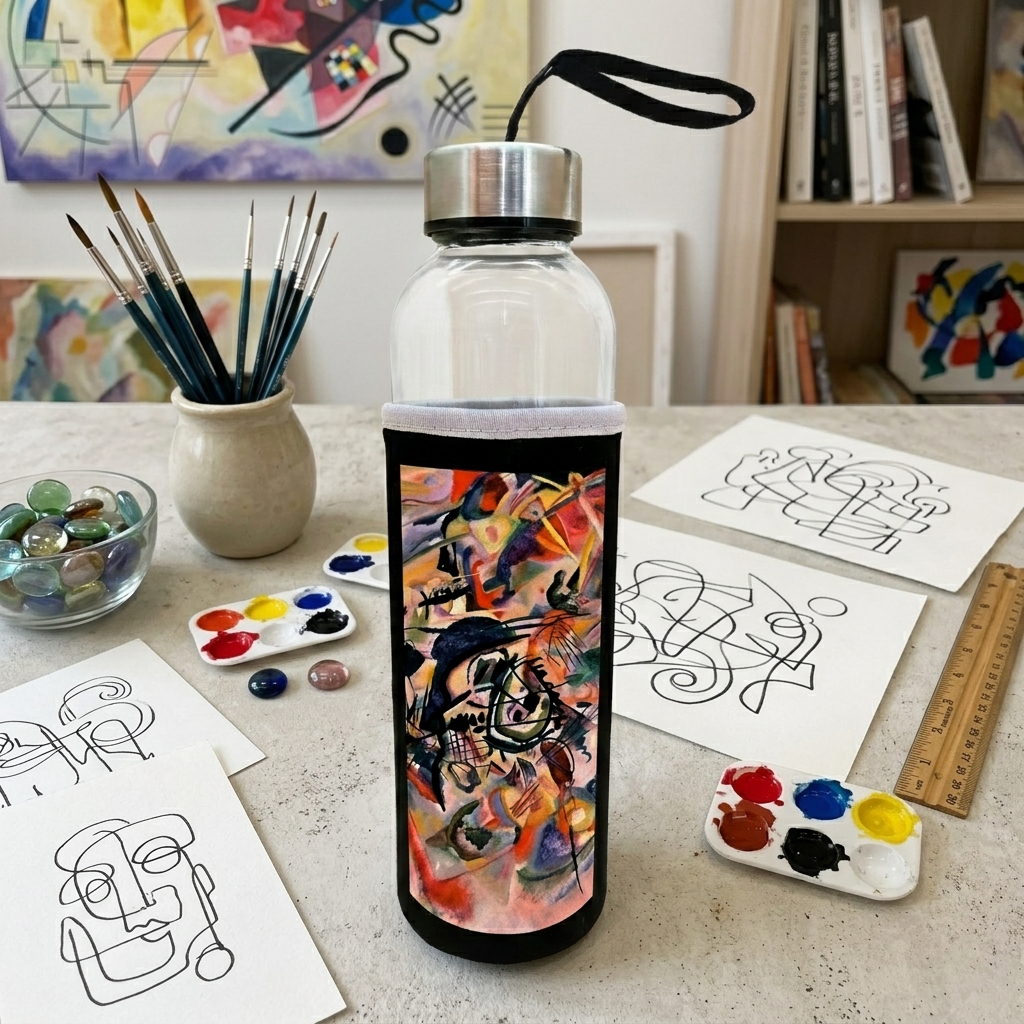 Kandinsky – Kompozisyon VII (Composition VII) Kılıflı Cam Matara 500 ml – görsel 4