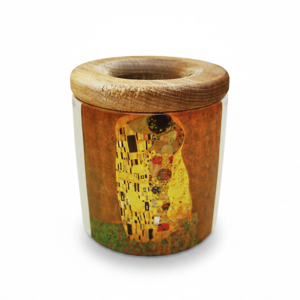 Klimt – Öpücük (The Kiss) Ahşap Kapaklı Seramik Kalemlik – görsel 2