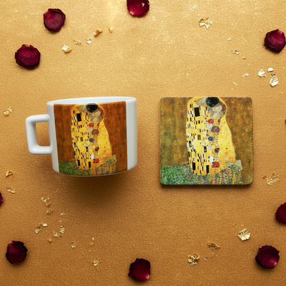 Klimt – Öpücük (The Kiss) Çay/Kahve Fincanı ve Bardak Altlığı Seti – görsel 2