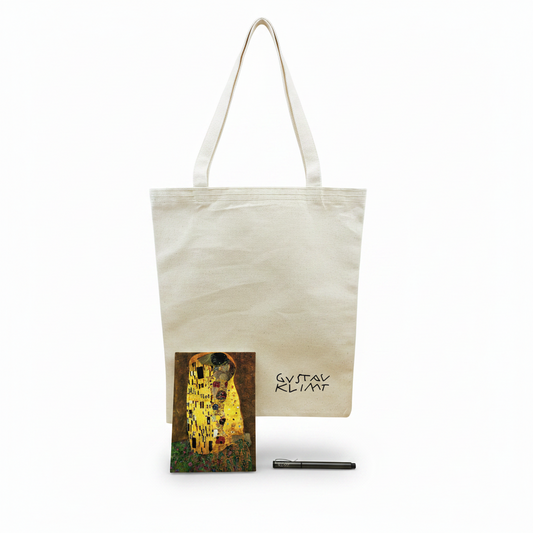 Klimt – Öpücük (The Kiss) Defter, Kalem ve Kanvas Çanta Seti