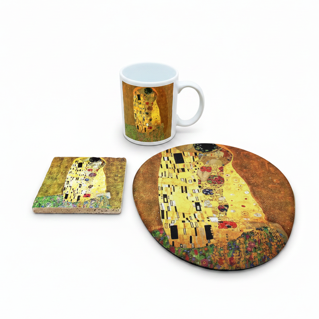 Klimt – Öpücük (The Kiss) Kupa, Mouse Pad ve Bardak Altlığı Seti