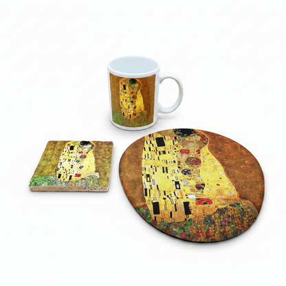 Klimt – Öpücük (The Kiss) Kupa, Mouse Pad ve Bardak Altlığı Seti