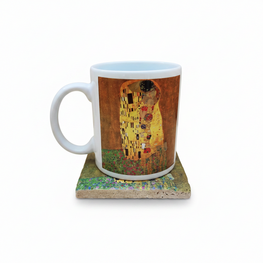 Klimt – Öpücük (The Kiss) Kupa ve Bardak Altlığı Seti