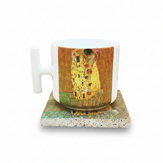 Klimt – Öpücük (The Kiss) T Kulplu Kupa ve Bardak Altlığı Seti