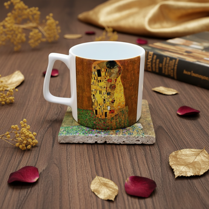 Klimt – Öpücük (The Kiss) Yelken Kulplu Kupa ve Bardak Altlığı Seti – görsel 3