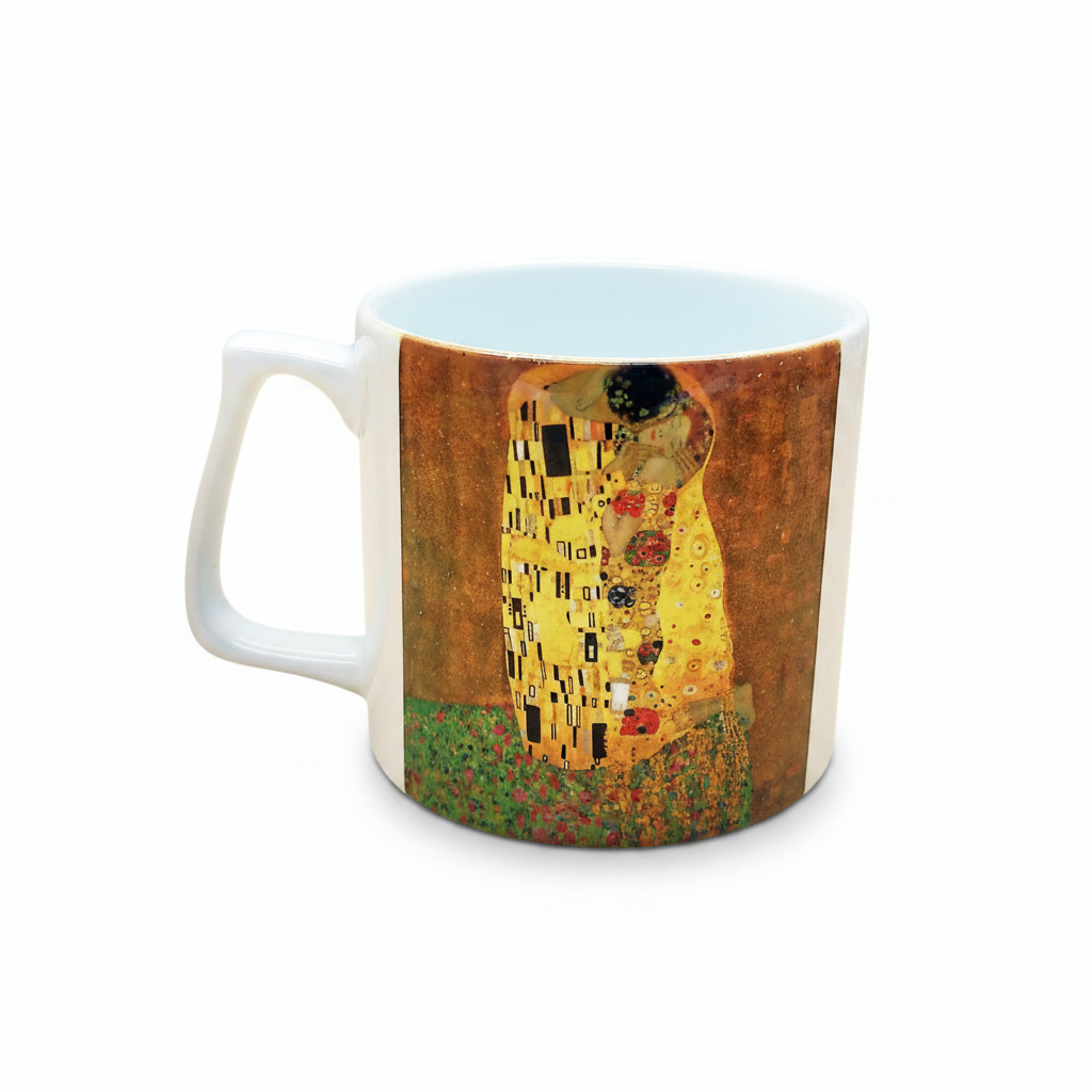 Klimt – Öpücük (The Kiss) Yelken Kulplu Kupa ve Bardak Altlığı Seti – görsel 4