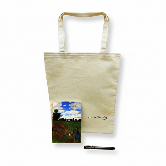 Monet – Gelincik Tarlası (Poppy Field) Defter, Kalem ve Kanvas Çanta Seti