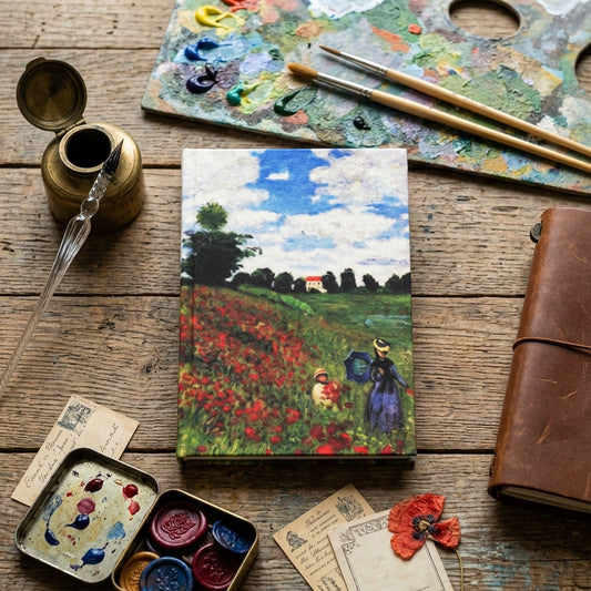 Monet – Gelincik Tarlası (Poppy Field) Kumaş Kapaklı Defter 14x20 cm – görsel 2