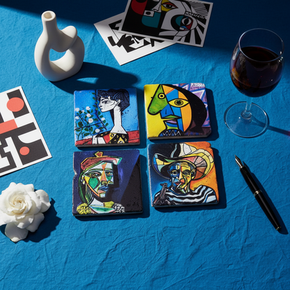 Picasso – Doğal Taş Bardak Altlığı 4'lü Set
