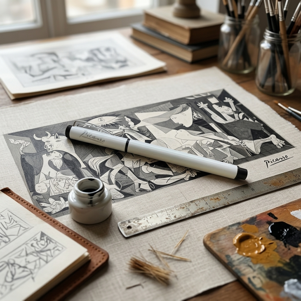 Picasso – İmzalı Metal Roller Kalem Beyaz – görsel 2
