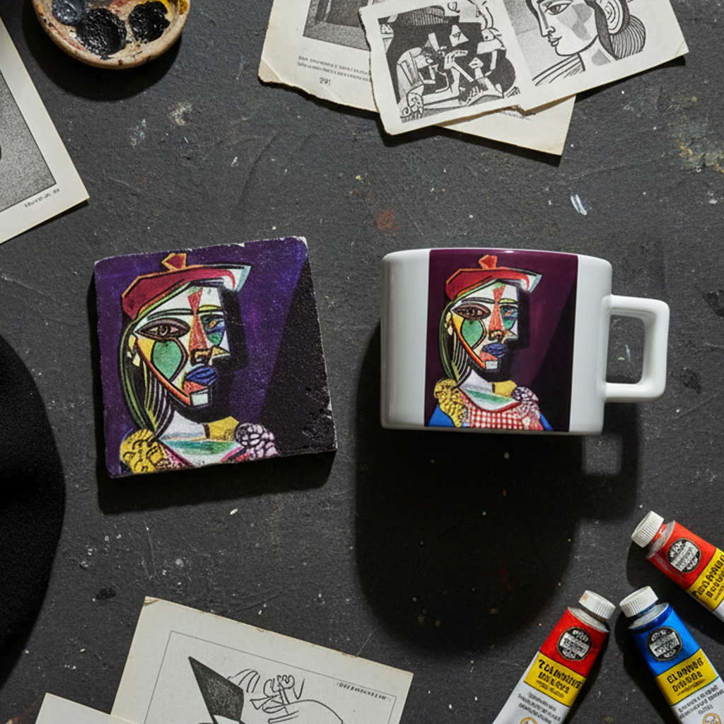 Picasso – Kırmızı Bereli Kız (Girl with a Red Beret) Çay/Kahve Fincanı ve Bardak Altlığı Seti – görsel 2