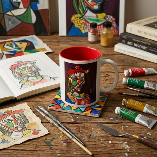Picasso – Kırmızı Bereli Kız (Girl with a Red Beret) İçi Kırmızı Seramik Kupa – görsel 2