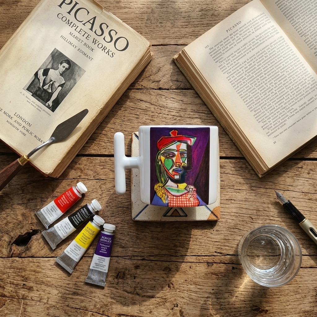 Picasso – Kırmızı Bereli Kız (Girl with a Red Beret) T Kulplu Seramik Kupa – görsel 2
