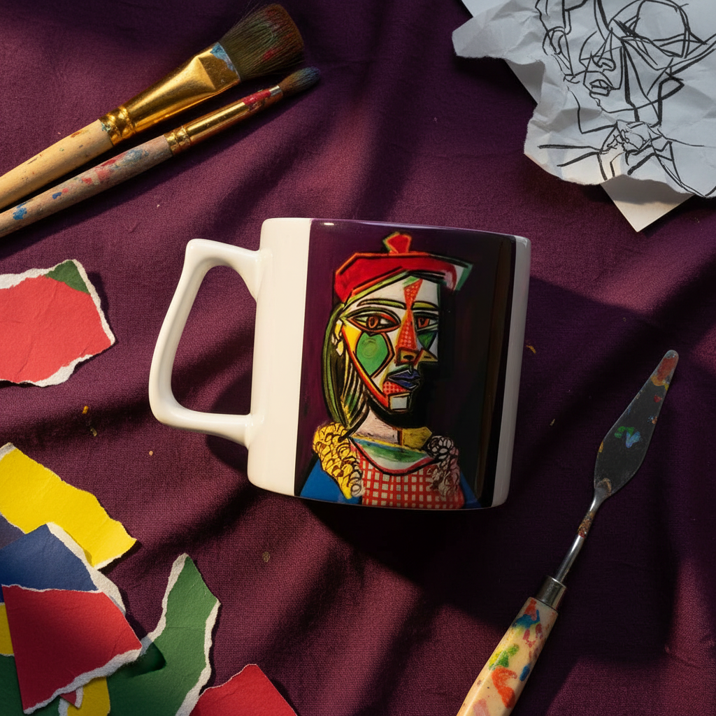 Picasso – Kırmızı Bereli Kız (Girl with a Red Beret) Yelken Kulplu Seramik Kupa – görsel 2