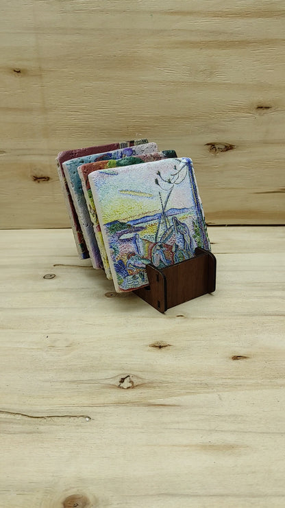 Matisse – Doğal Taş Bardak Altlığı 4'lü Set