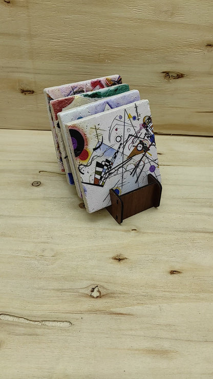 Kandinsky – Doğal Taş Bardak Altlığı 4'lü Set