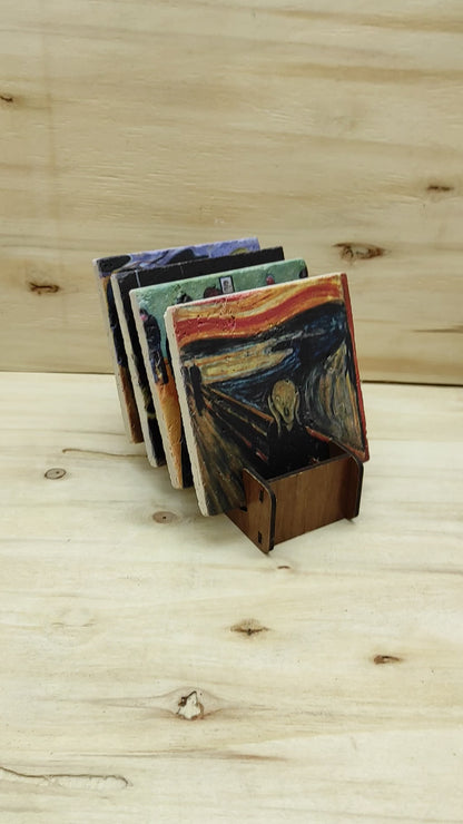 Edvard Munch – Doğal Taş Bardak Altlığı 4'lü Set