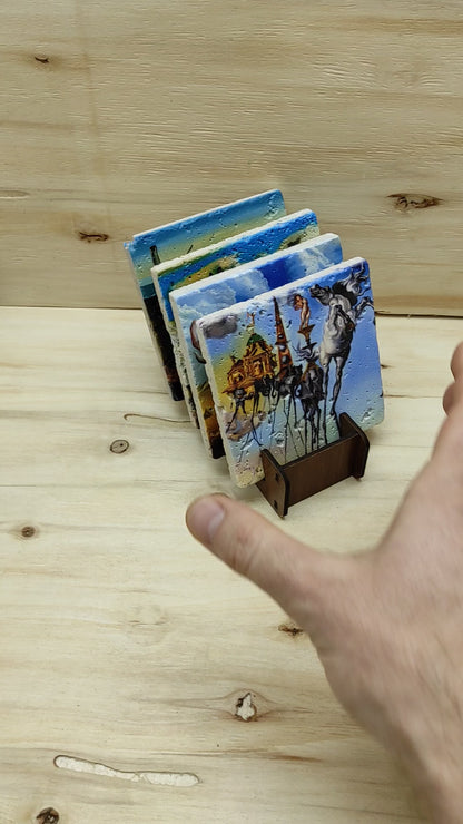 Dali – Doğal Taş Bardak Altlığı 4'lü Set