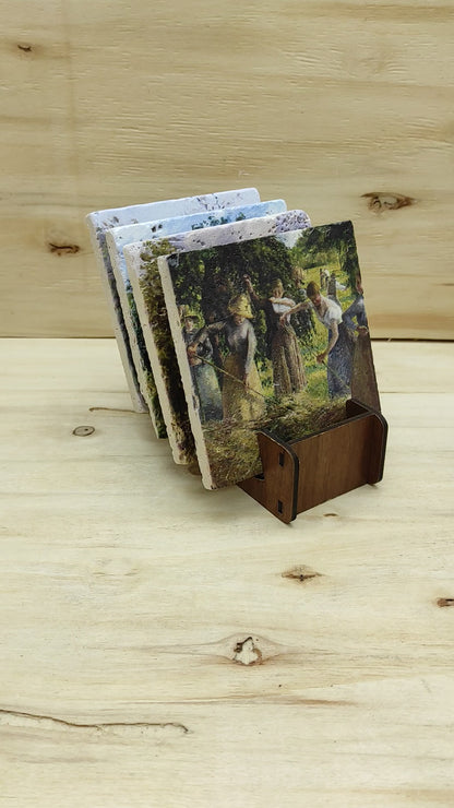 Camille Pissarro – Doğal Taş Bardak Altlığı 4'lü Set