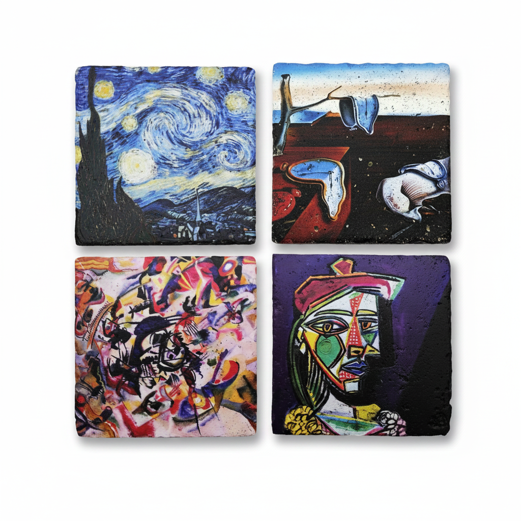 Sanatçılar Serisi – 4'lü İçi Renkli Kupa ve Bardak Altlığı Seti (Dali, Van Gogh, Picasso, Kandinsky) – görsel 8