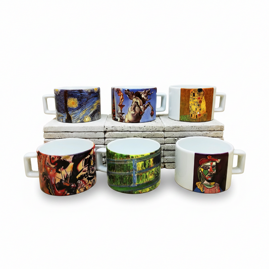 Sanatçılar Serisi – 6'lı Çay/Kahve Fincanı Seti (Dali, Van Gogh, Picasso, Kandinsky, Klimt, Monet)