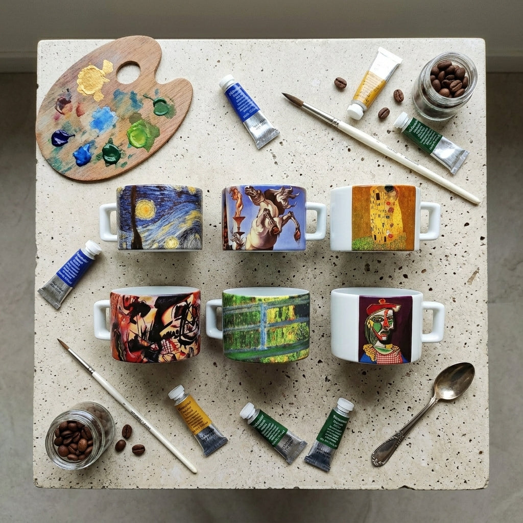 Sanatçılar Serisi – 6'lı Çay/Kahve Fincanı Seti (Dali, Van Gogh, Picasso, Kandinsky, Klimt, Monet) – görsel 2
