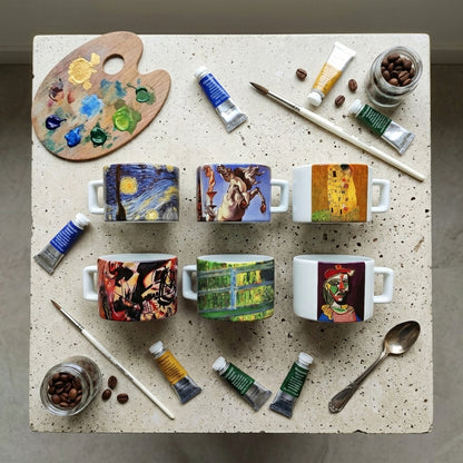 Sanatçılar Serisi – 6'lı Çay/Kahve Fincanı Seti (Dali, Van Gogh, Picasso, Kandinsky, Klimt, Monet) – görsel 2
