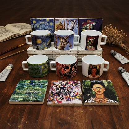 Sanatçılar Serisi – 6'lı Çay/Kahve Fincanı ve Bardak Altlığı Seti (Dali, Van Gogh, Picasso, Kandinsky, Frida Kahlo, Monet) – görsel 3