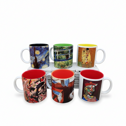 Sanatçılar Serisi – 6'lı İçi Renkli Kupa Seti (Dali, Van Gogh, Picasso, Kandinsky, Klimt, Monet)