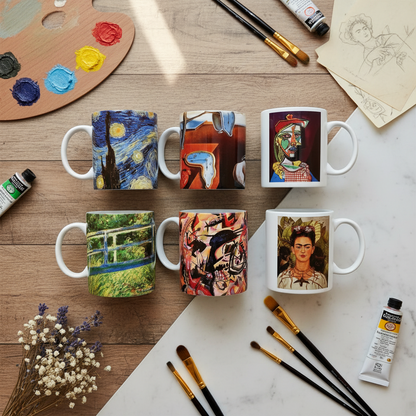 Sanatçılar Serisi – 6'lı Kupa Seti (Dali, Van Gogh, Picasso, Kandinsky, Frida Kahlo, Monet) – görsel 3