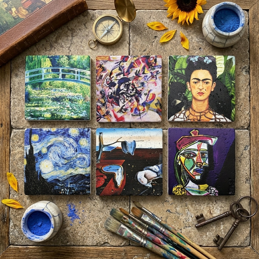 Sanatçılar Serisi – 6'lı Kupa ve Bardak Altlığı Seti (Dali, Van Gogh, Picasso, Kandinsky, Frida Kahlo, Monet) – görsel 3