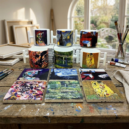 Sanatçılar Serisi – 6'lı T Kulplu Kupa ve Bardak Altlığı Seti (Dali, Van Gogh, Picasso, Kandinsky, Klimt, Monet) – görsel 2