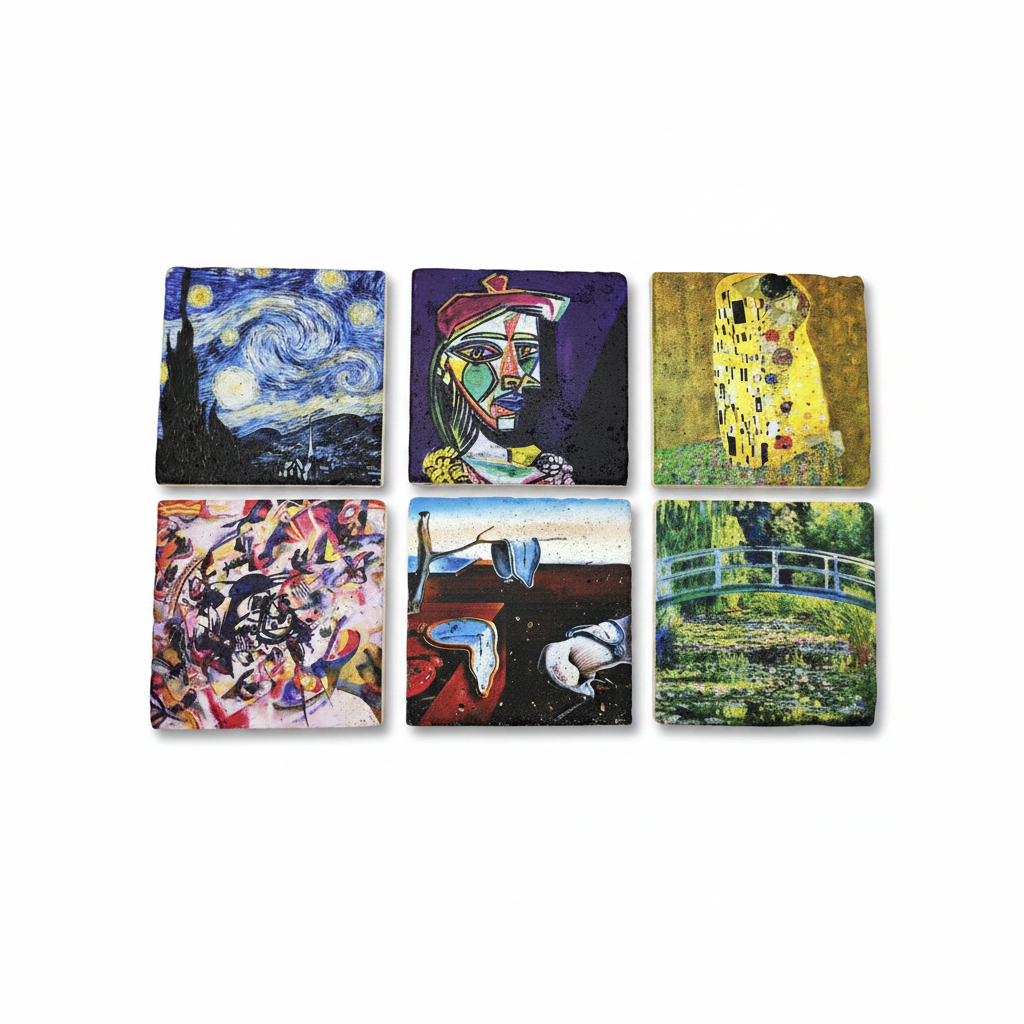 Sanatçılar Serisi – 6'lı Yelken Kulplu Kupa ve Bardak Altlığı Seti (Dali, Van Gogh, Picasso, Kandinsky, Klimt, Monet) – görsel 9