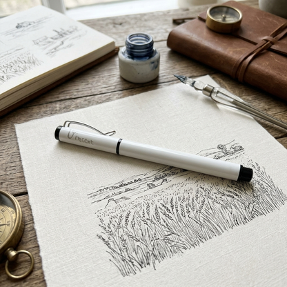 Van Gogh – İmzalı Metal Roller Kalem Beyaz – görsel 2