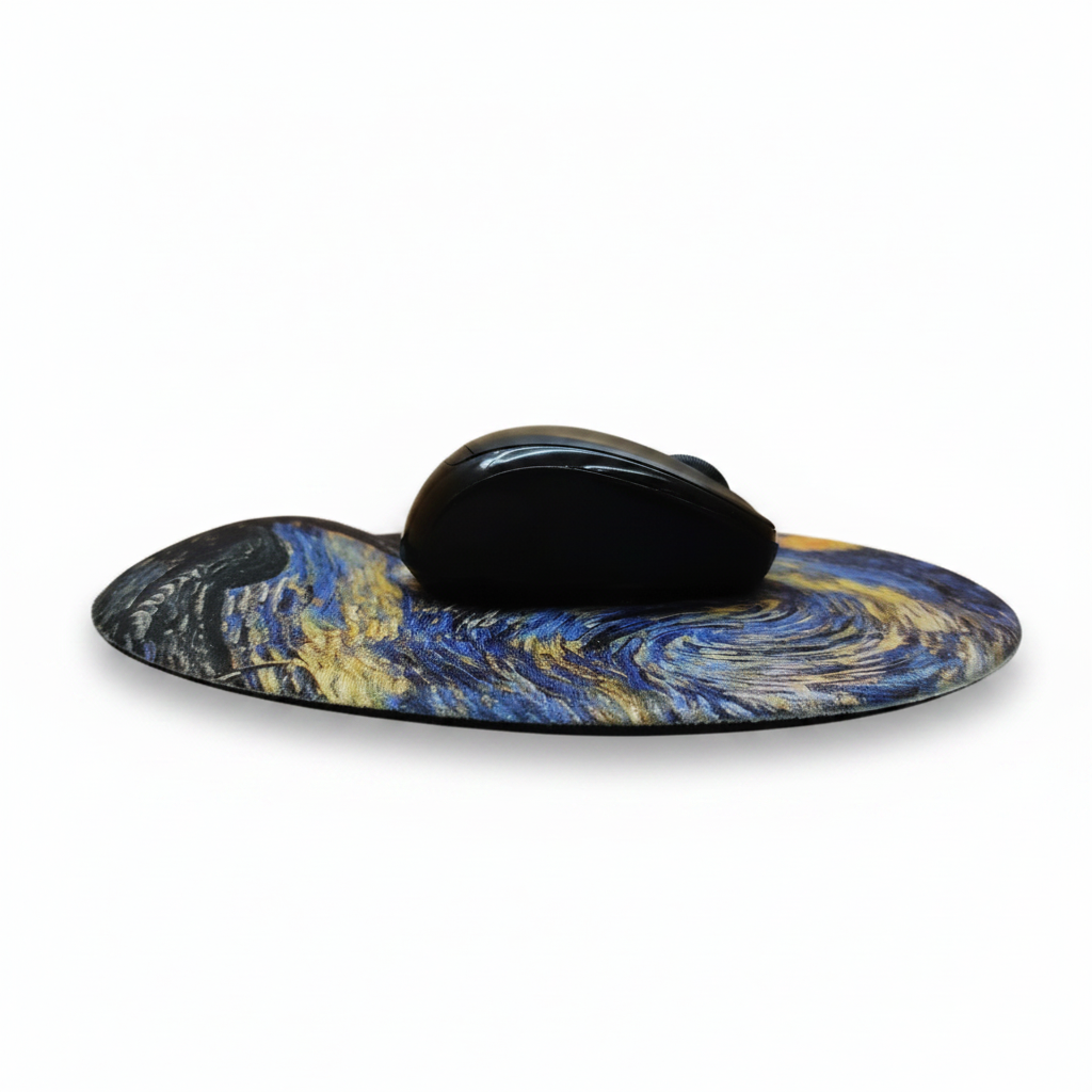 Van Gogh – Yıldızlı Gece (The Starry Night) Bilek Destekli Oval Mouse Pad – görsel 2