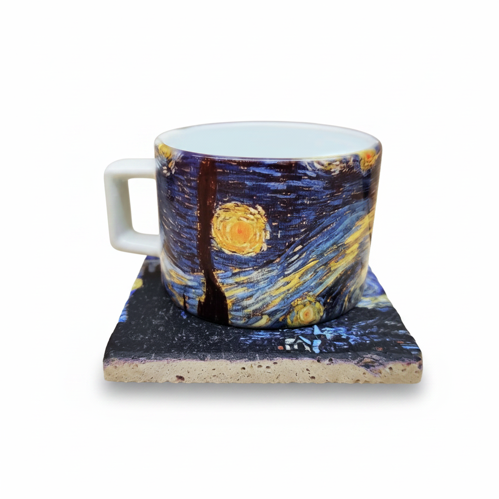 Van Gogh – Yıldızlı Gece (The Starry Night) Çay/Kahve Fincanı ve Bardak Altlığı Seti