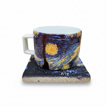 Van Gogh – Yıldızlı Gece (The Starry Night) Çay/Kahve Fincanı ve Bardak Altlığı Seti