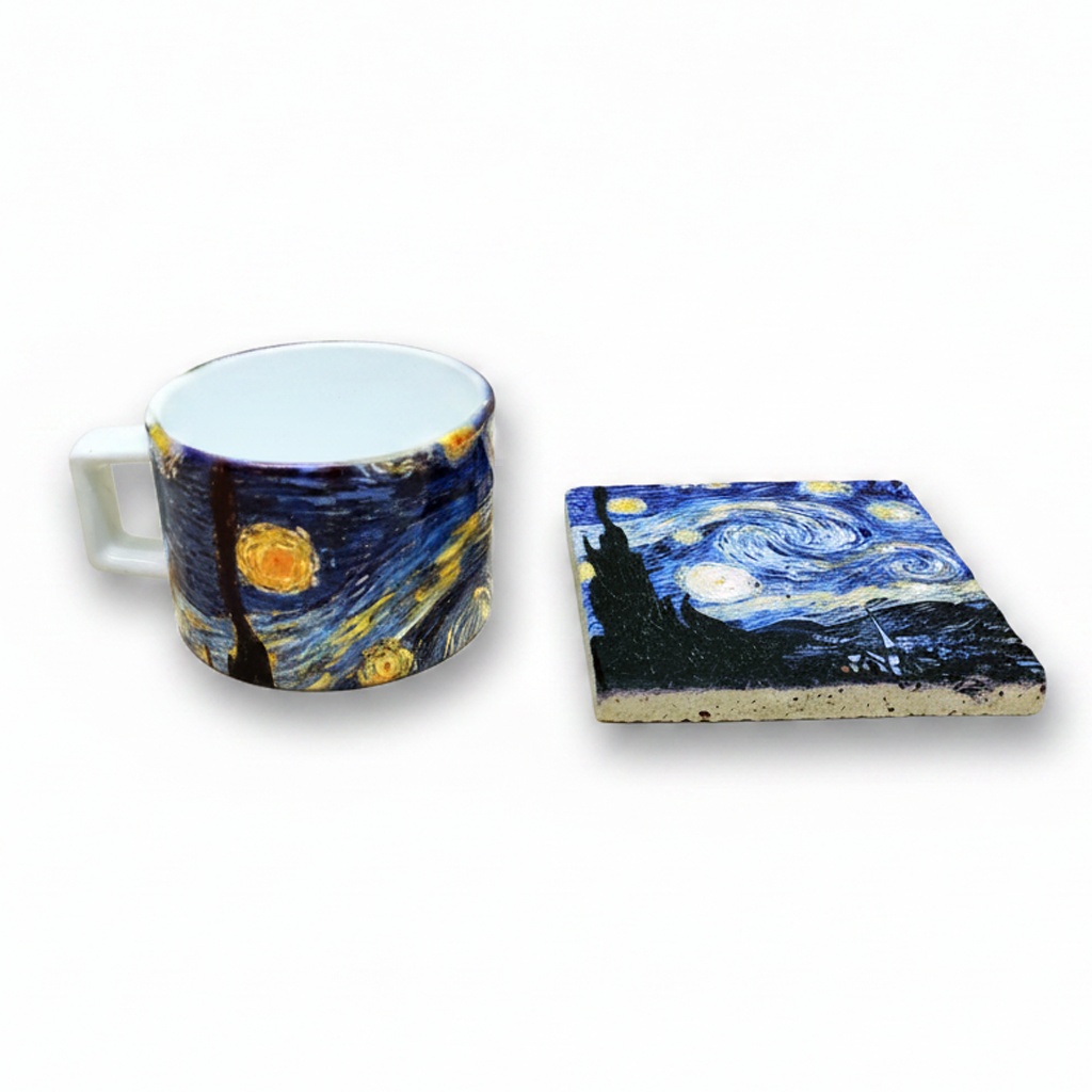 Van Gogh – Yıldızlı Gece (The Starry Night) Çay/Kahve Fincanı ve Bardak Altlığı Seti – görsel 4
