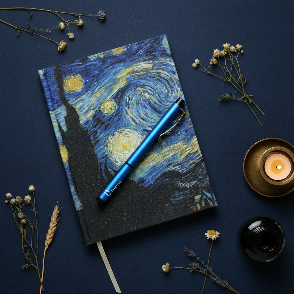 Van Gogh – Yıldızlı Gece (The Starry Night) Defter ve Kalem Seti – görsel 2