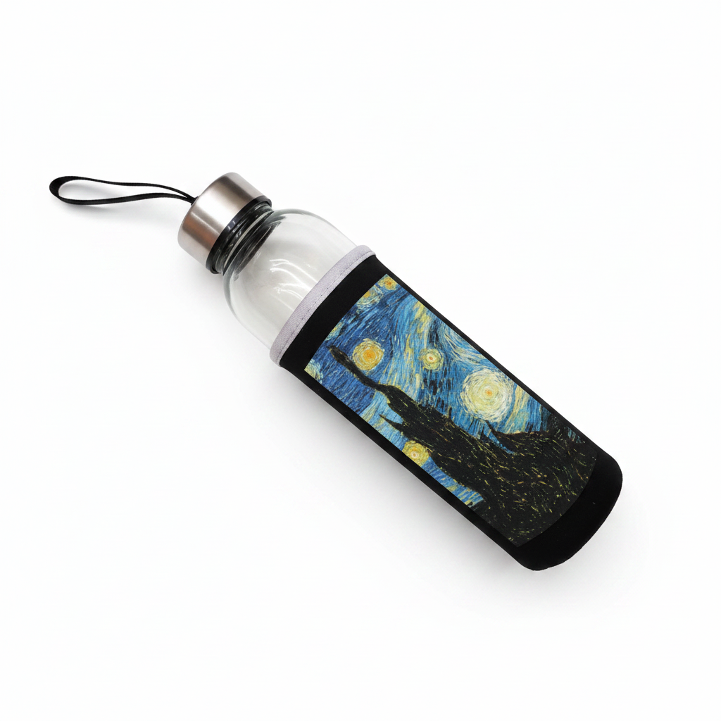 Van Gogh – Yıldızlı Gece (The Starry Night) Kılıflı Cam Matara 500 ml