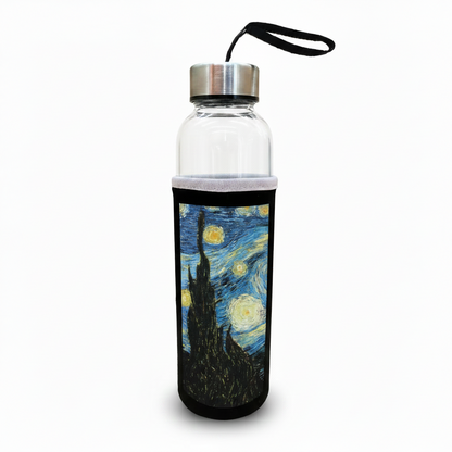 Van Gogh – Yıldızlı Gece (The Starry Night) Kılıflı Cam Matara 500 ml – görsel 2