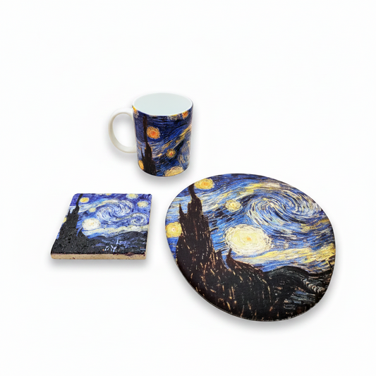 Van Gogh – Yıldızlı Gece (The Starry Night) Kupa, Mouse Pad ve Bardak Altlığı Seti